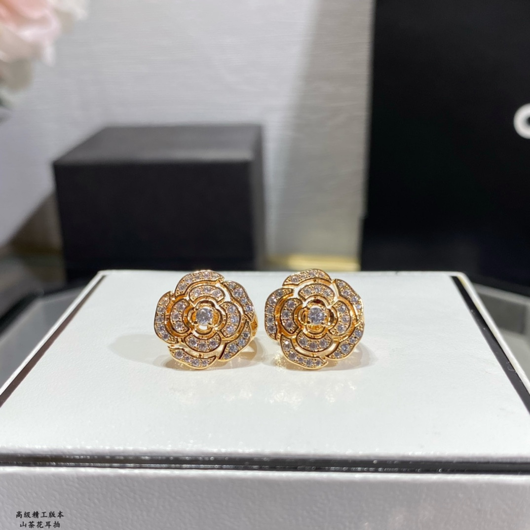 Ch*el camellia earrings