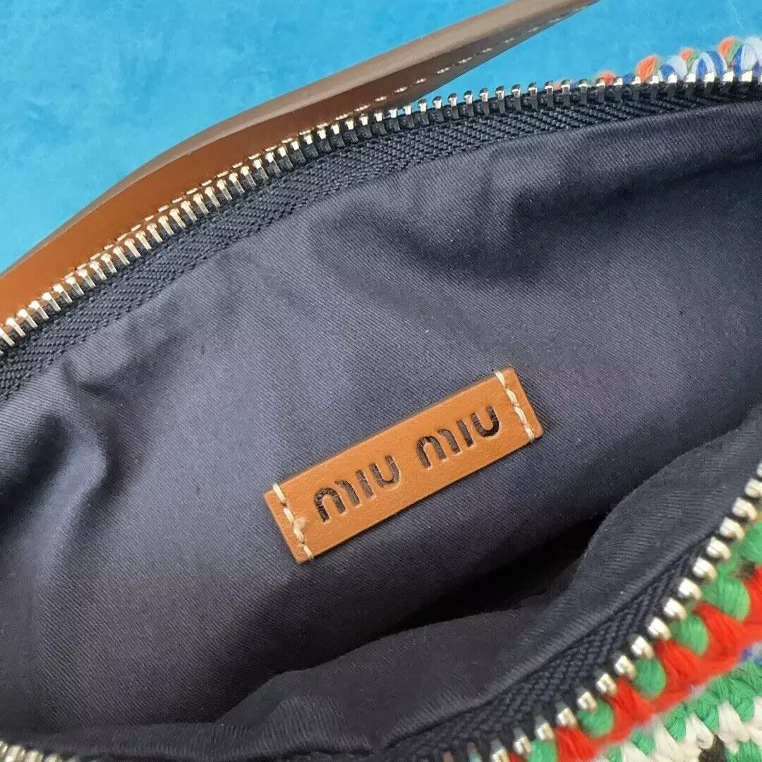 Miu Miu Multicolored Crochet Pouch 19x14x10cm