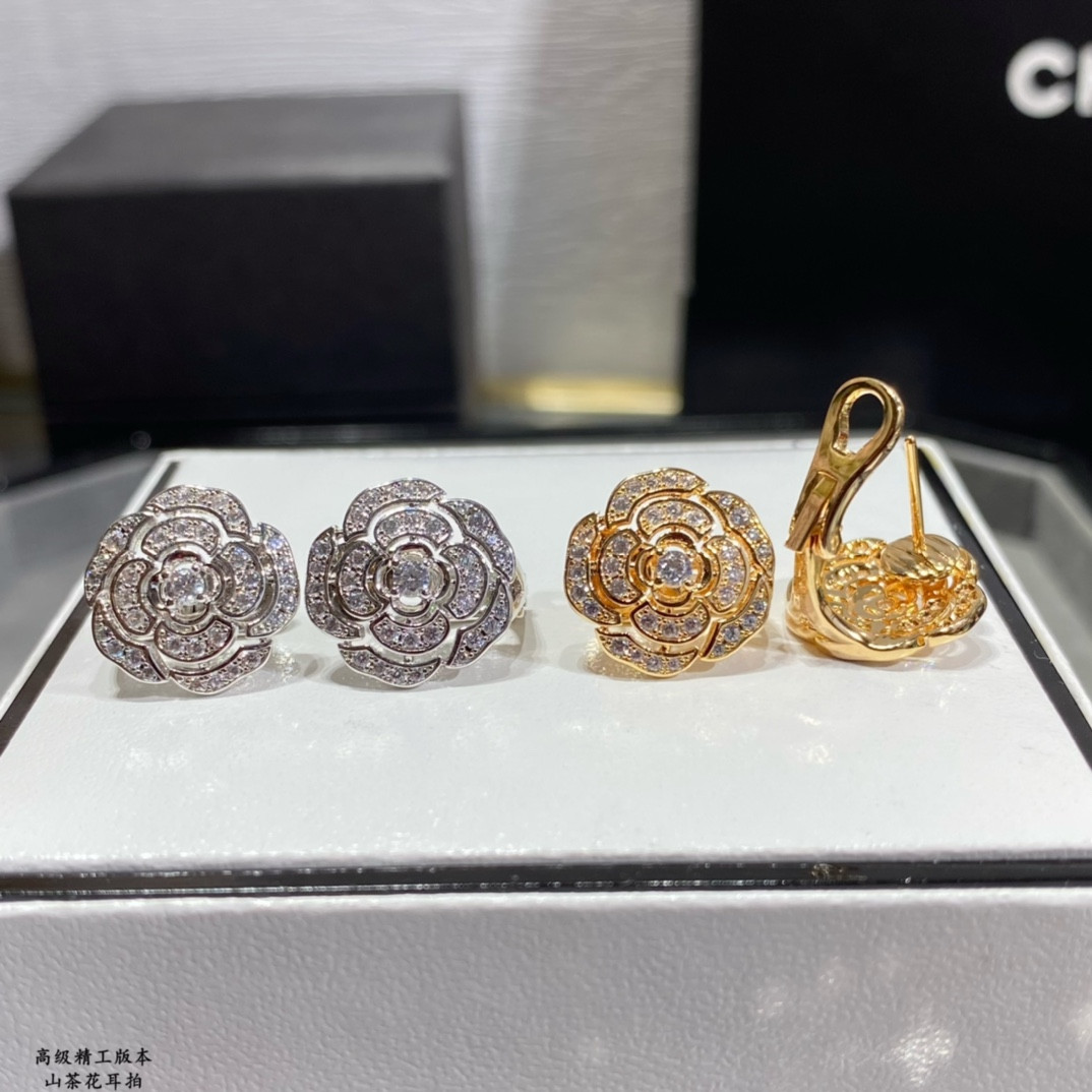 Ch*el camellia earrings