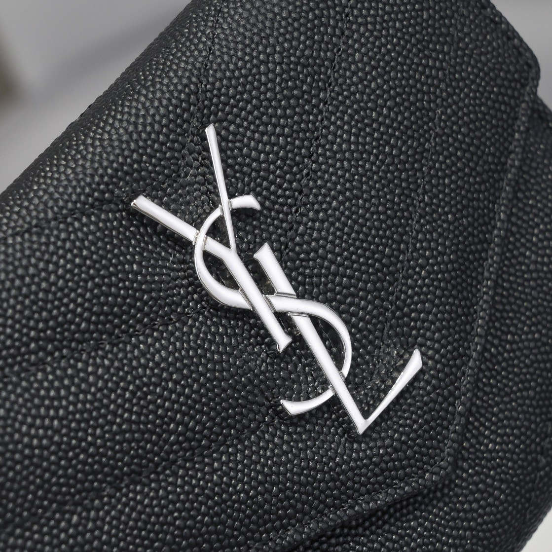 Y*L cassandre matelassé compact tri fold wallet in grain de poudre leather 12.5 x 10 x 2.5 cm