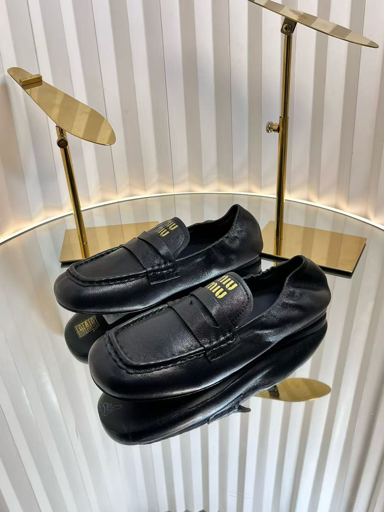 UA Miu Miu Ruches Nappa Leather Loafers