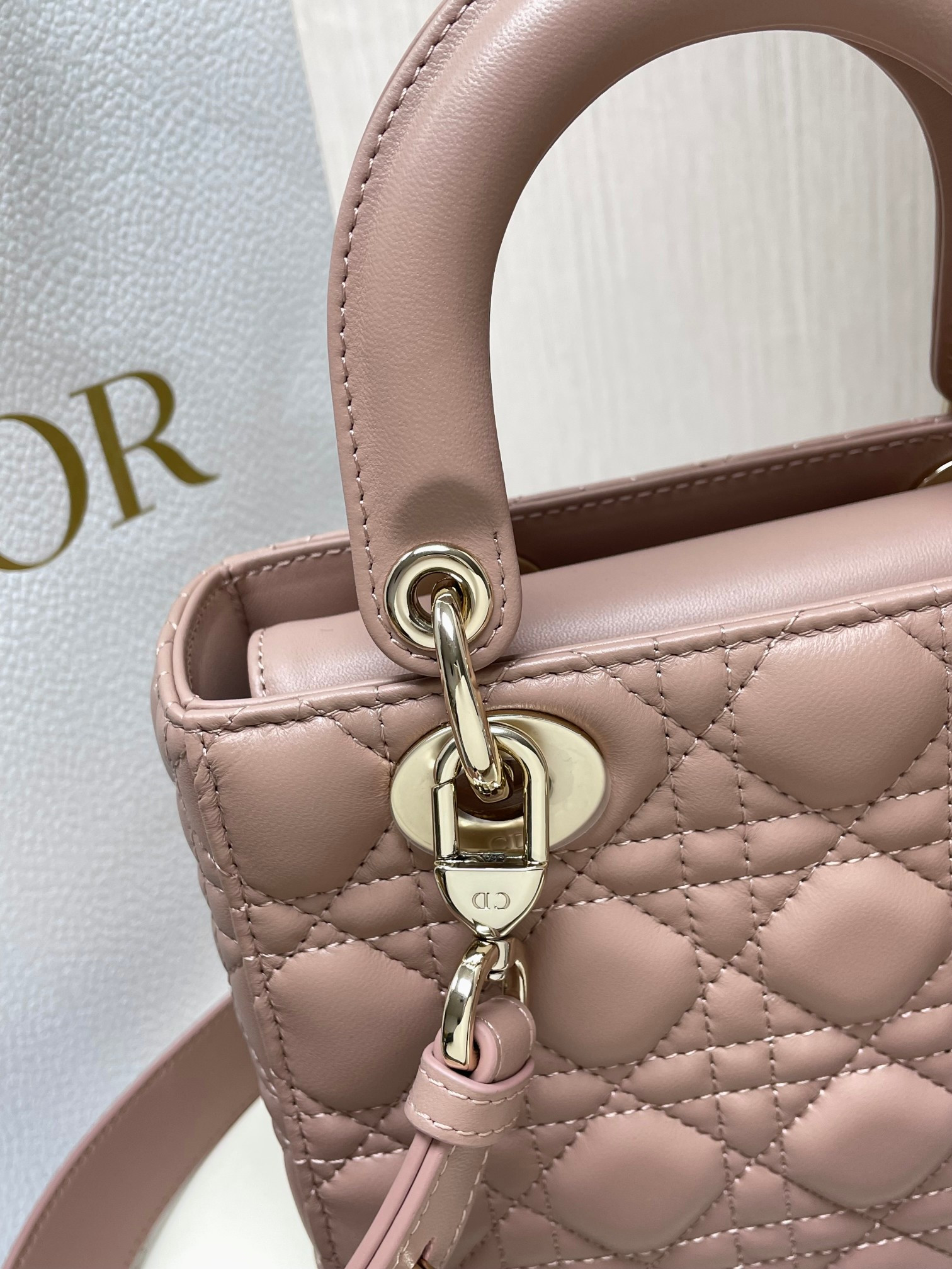 small lady D*or my abcD*or bag blush 8 x 6.5 x 3 inches