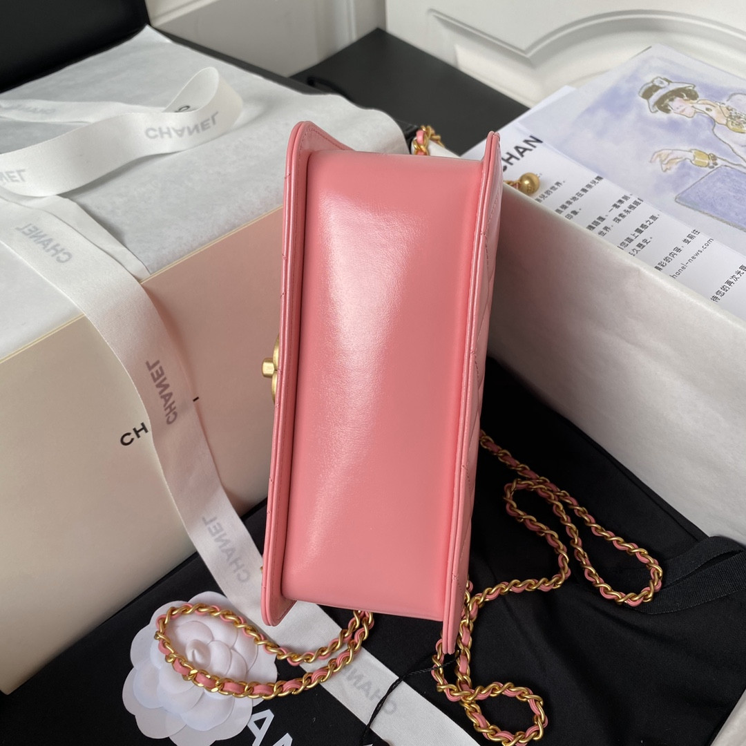 Ch*el mini flap bag pink 12×19×8cm