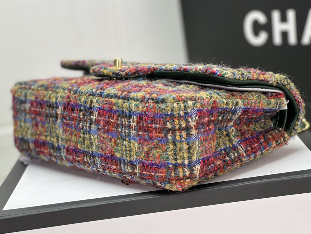 Ch*el classic 11.12 handbag tweed & gold-tone metal 6 × 9.9 × 2.5 in