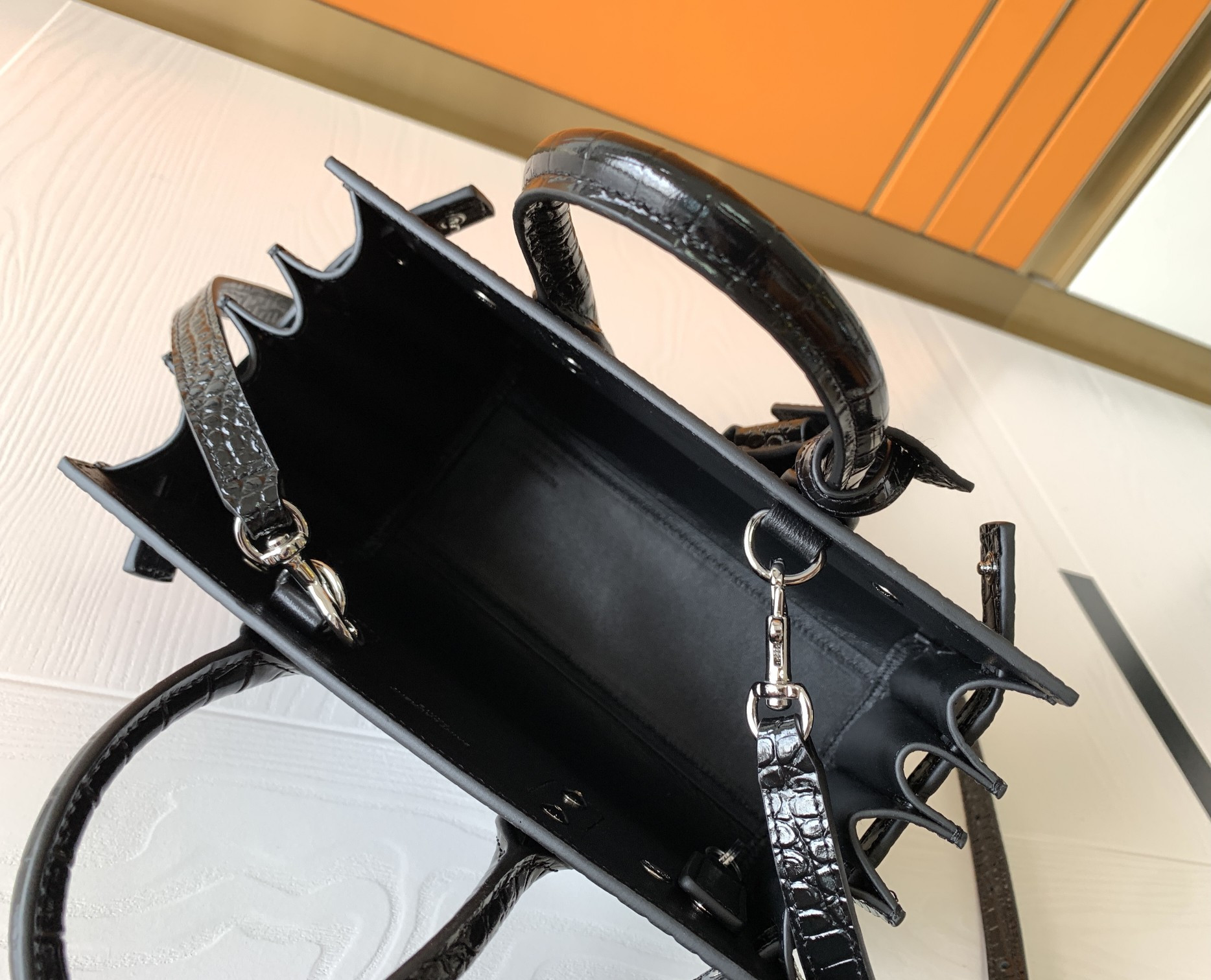 Y*L sac de jour in crocodile embossed leather - nano 22x18x10.5cm