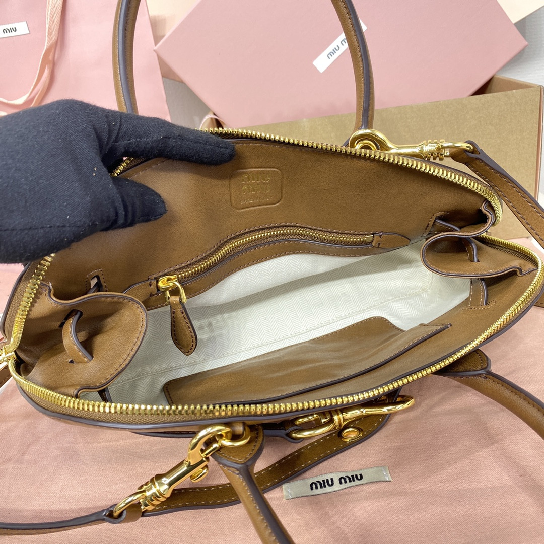 Miu Miu Aventure nappa leather top-handle bag 17x33x11cm